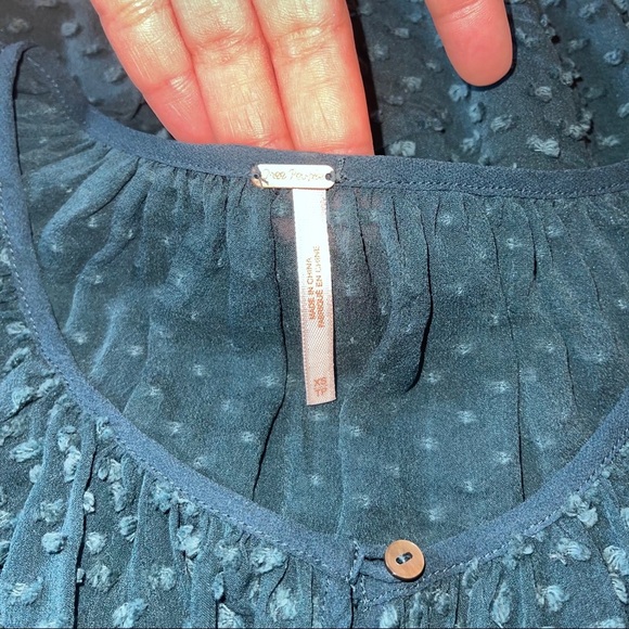 Free People texture sheer long sleeve top - Picture 3 of 7